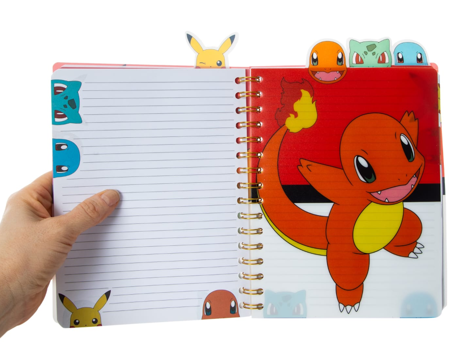 Pokémon Journal with Tabs - Pikachu, Squirtle, Bulbasaur and Charmander