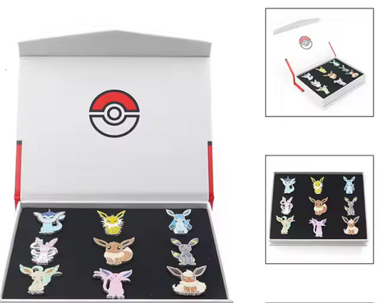 Collectible Pokémon Eevee Evolution Pin 9 Piece w/PokeBall Gift Box*