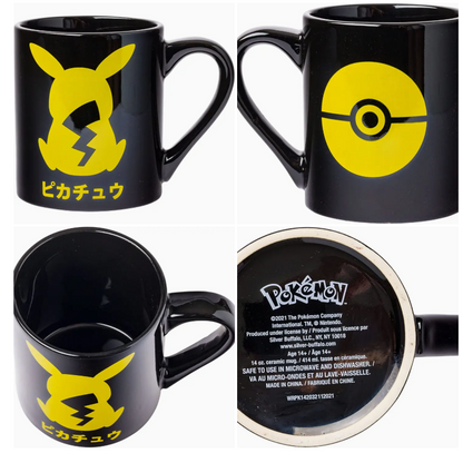 Pokemon Pikachu Silo 14oz Ceramic Mug - Black Ceramic