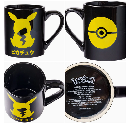 Pokemon Pikachu Silo 14oz Ceramic Mug - Black Ceramic