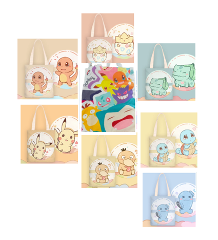 Cute Pokémon canvas bag reusable Tote & Fan-Favorite!
