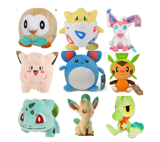 Fairy & Grass-Type Pokémon Plushies 8"