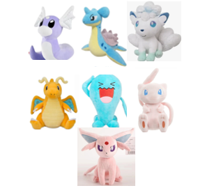 Ice-Type / Dragon / Psychic Pokémon Plushies 8"